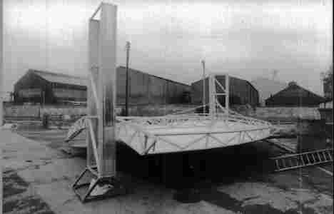 The stand partially erected during a trial erection Bmw Stand Yard
