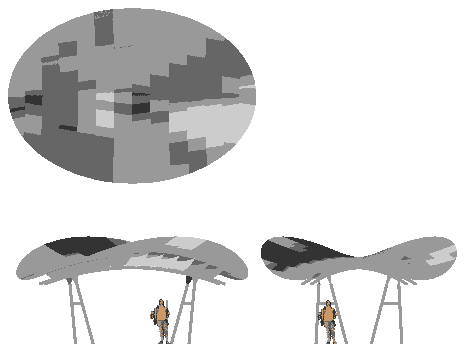 Plan, section and elevation. Large Canopy Views
